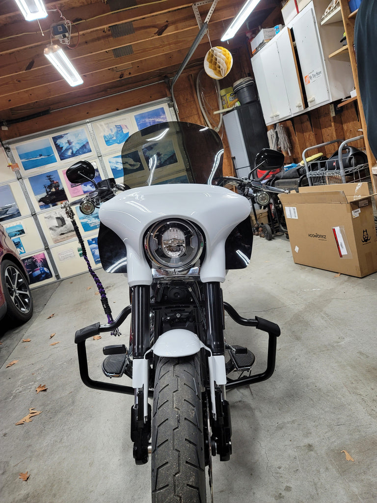 12in. Euroflip windshield and Opaque Black Deflectors
